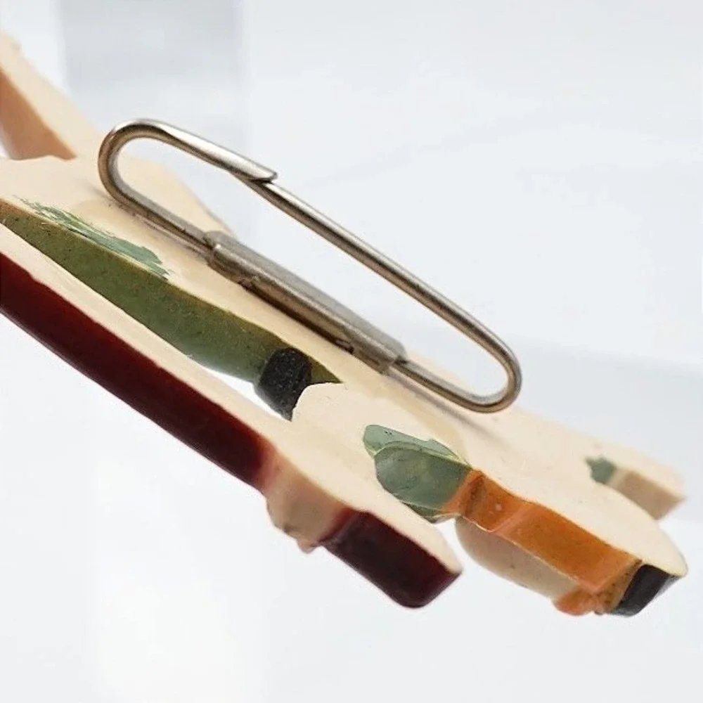 VTG 1940 Girl Scout Hiking Pin Clip Brooch Hand Painted Figural Plastic Novelty